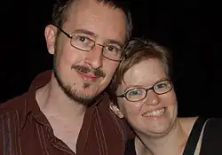 Trent Jamieson with Grace Dugan at the 2007 Aurealis Awards.