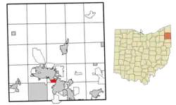 Location of Bolindale in Trumbull County, Ohio.