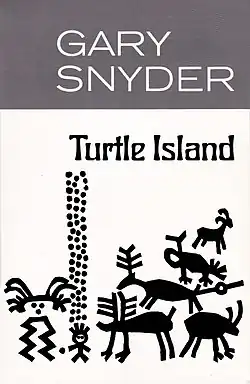 Book cover of Turtle Island by Gary Snyder, designed by Gertrude Huston.