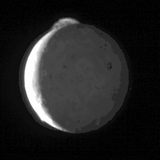 Image 1 Tvashtar Paterae Photo credit: New Horizons probe An animation of an eruption by the Tvashtar Paterae volcanic region on the innermost of Jupiter's Galilean moons, Io. The ejecta plume is 330 km (205 mi) high, though only its uppermost half is visible in this image, as its source lies over the moon's limb on its far side. This animation consists of a sequence of five images taken by NASA's New Horizons probe on March 1, 2007, over the course of eight minutes from 23:50 UTC. More selected pictures