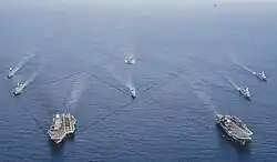 Vikrant and Vikramaditya during an exercise