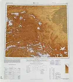 Map including Kashgar and surrounding region from the International Map of the World (AMS, 1966)[a]