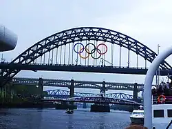 The Olympic rings on the bridge