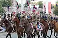 Soldiers dressed in traditional uniforms of the Polish uhlans light cavalry in 2018