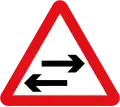 Two-way traffic on route crossing ahead