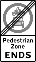 End of restrictions associated with a pedestrian zone