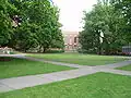 View of the quad looking south toward the library