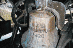 The ship's bell of USS Argonaut – lost in combat in 1943 – is in the chapel's steeple