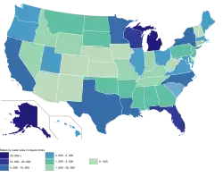 U.S. states by water area