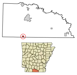 Location of Junction City in Union County, Arkansas.