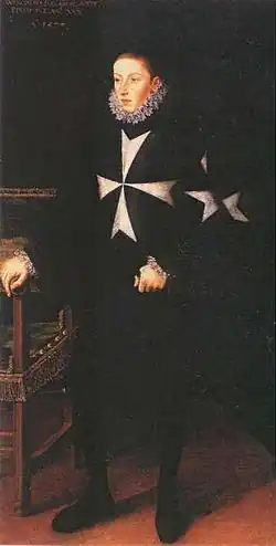 Portrait of Archduke Wenceslaus of Austria wearing the habit of the Order of Malta (Alonso Sánchez Coello, 1577)
