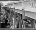 VIEW OF CENTER CANTILEVER - New London Bridge, Spanning Embarrass River on State Trunk Highway 54, New London, Waupaca County, WI HAER WIS, after C.E.1968