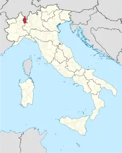 Map highlighting the location of the province of Varese in Italy