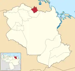 Location of Acosta Municipality in Monagas