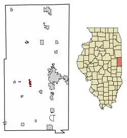 Location of Oakwood in Vermilion County, Illinois.
