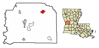 Location of Simpson in Vernon Parish, Louisiana.