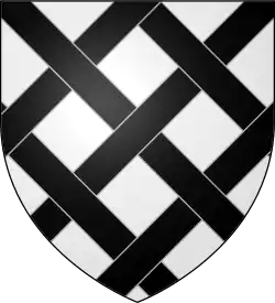 a grey and back fret on a shield