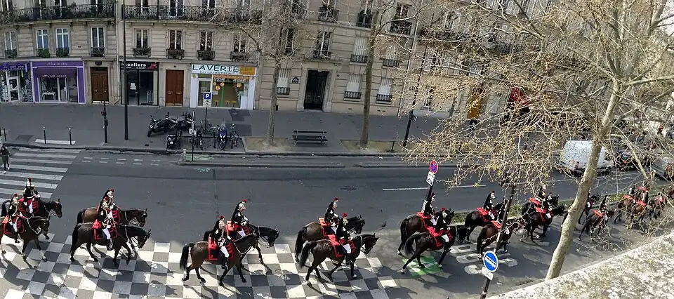 View of the Garde républicaine from the top of the Viaduc