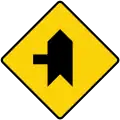 Joining a side road at right angles to the left