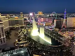 View of the Strip from a room balcony at the Cosmopolitan