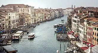 The Grand Canal looking south from the Rialto Bridge