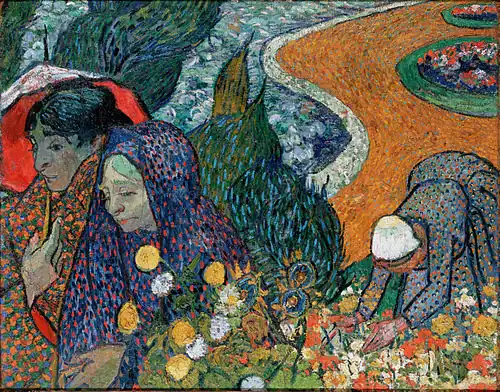 Post-Impressionism: Memory of the Garden at Etten (Ladies of Arles) by Vincent van Gogh (1888)