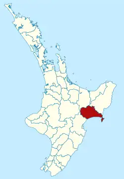 Wairoa district within the North Island