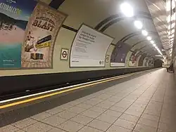 Northern line northbound platform, looking south, February 2018