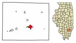 Location of Fairfield in Wayne County, Illinois.