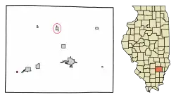 Location of Keenes in Wayne County, Illinois.