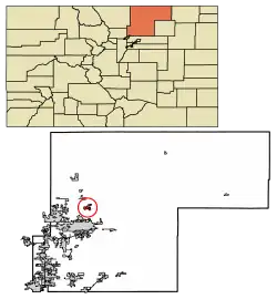 Location of the Town of Eaton in Weld County, Colorado.