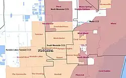 Map of Westchester CDP after merging with University Park CDP in 2020