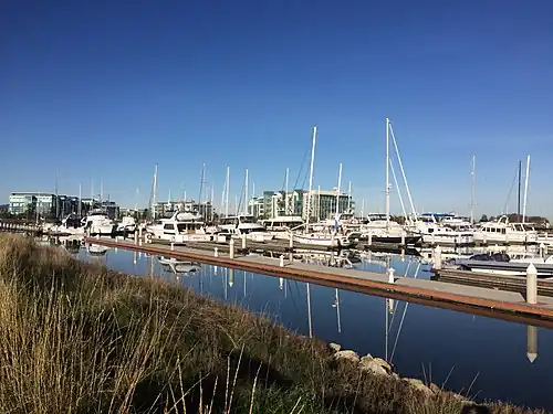 View North towards Pacific Shores Center