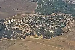 An aerial view of Megiddo from the east.