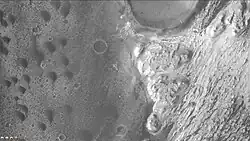 Layers in mound in Trouvelot Crater, as seen by CTX camera (on Mars Reconnaissance Orbiter). Note: this is an enlargement of the previous image.