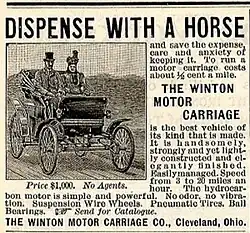 1898 Winton Motor Carriage Company's first automobile ad
