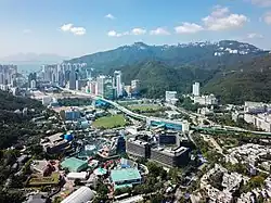 A view of residential Wong Chuk Hang from the Ocean Park cable car system