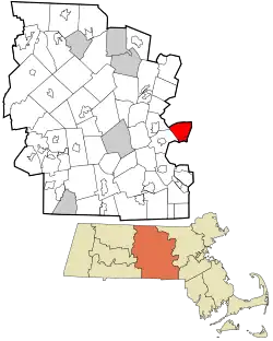Location in Worcester County and the state of Massachusetts.