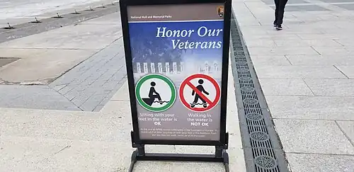 Sign outside the World War II Memorial in Washington, D.C.