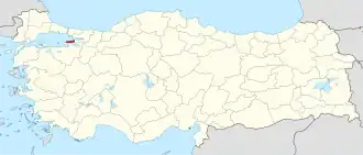 Location of the province within Turkey