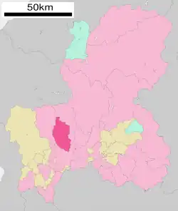 Location of Yamagata in Gifu Prefecture