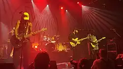Yannis & The Yaw performing at KOKO in September 2024. From left-to-right: Vincent Taurelle, Seye Adelekan, Vincent Taeger, Yannis Philippakis, Dave Okumu.