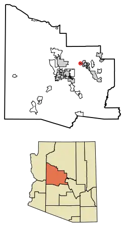 Location of Jerome in Yavapai County, Arizona