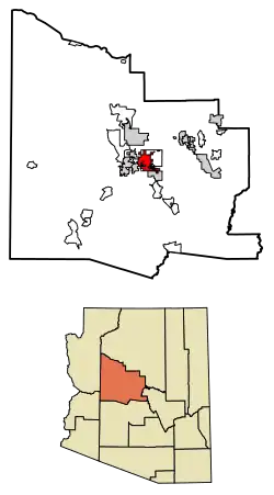 Location of Prescott Valley in Yavapai County, Arizona