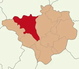 Map showing Yozgat District in Yozgat Province