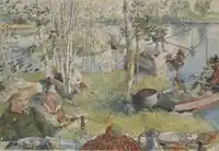 Crayfishing, watercolor, c. 1898