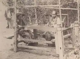 Songket weaver in West Sumatra c. 1890