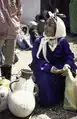 Suq Tleta Bni Oulid. A female potter with her pottery. Churn pots, 1997