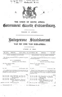 The Union Nationality and Flags Act, 1927, as published in the Government Gazette Extraordinary.